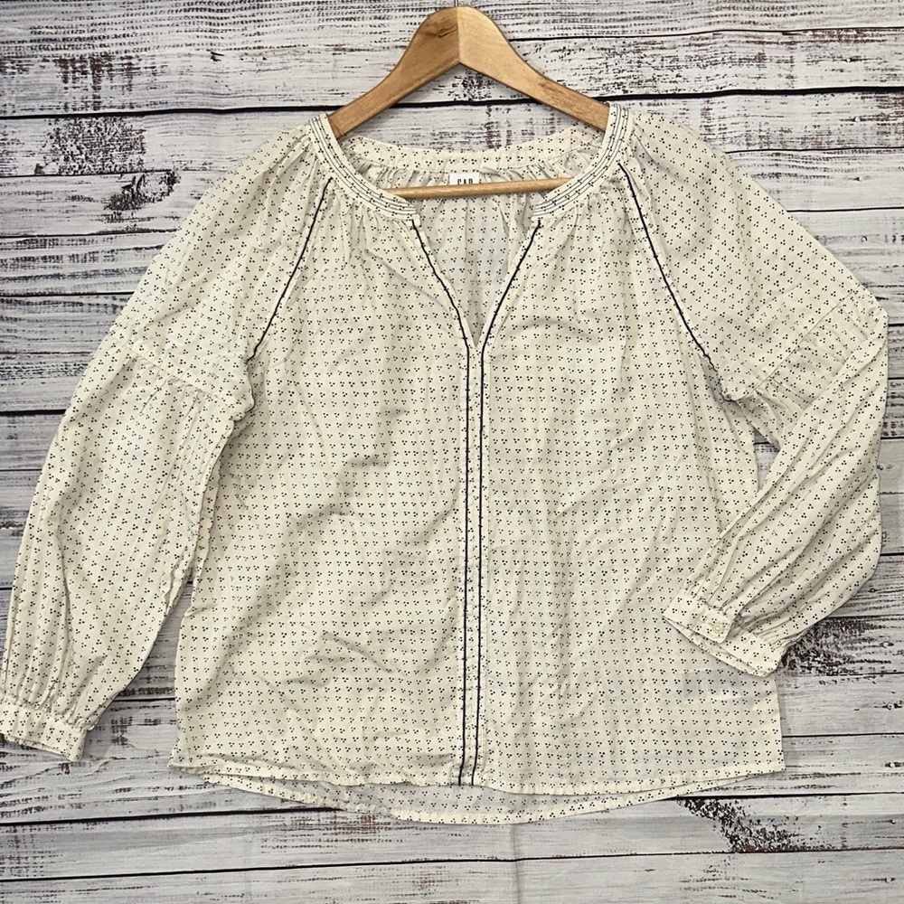GAP Ivory Blouse with Blue Accents Sz. M